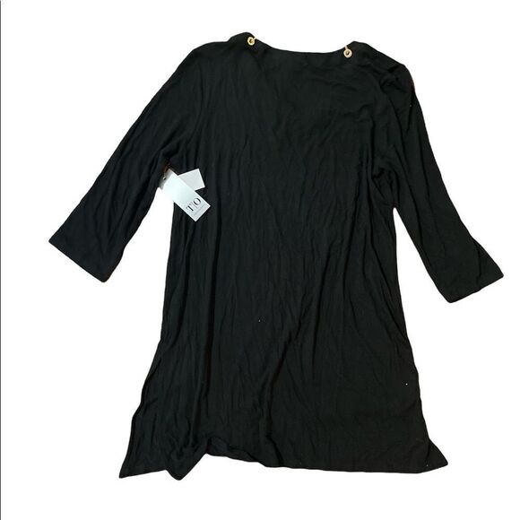 NEW WITH TAGS TIO womens tunic top with size M black WITH GOLD ACCENTS - Picture 3 of 4